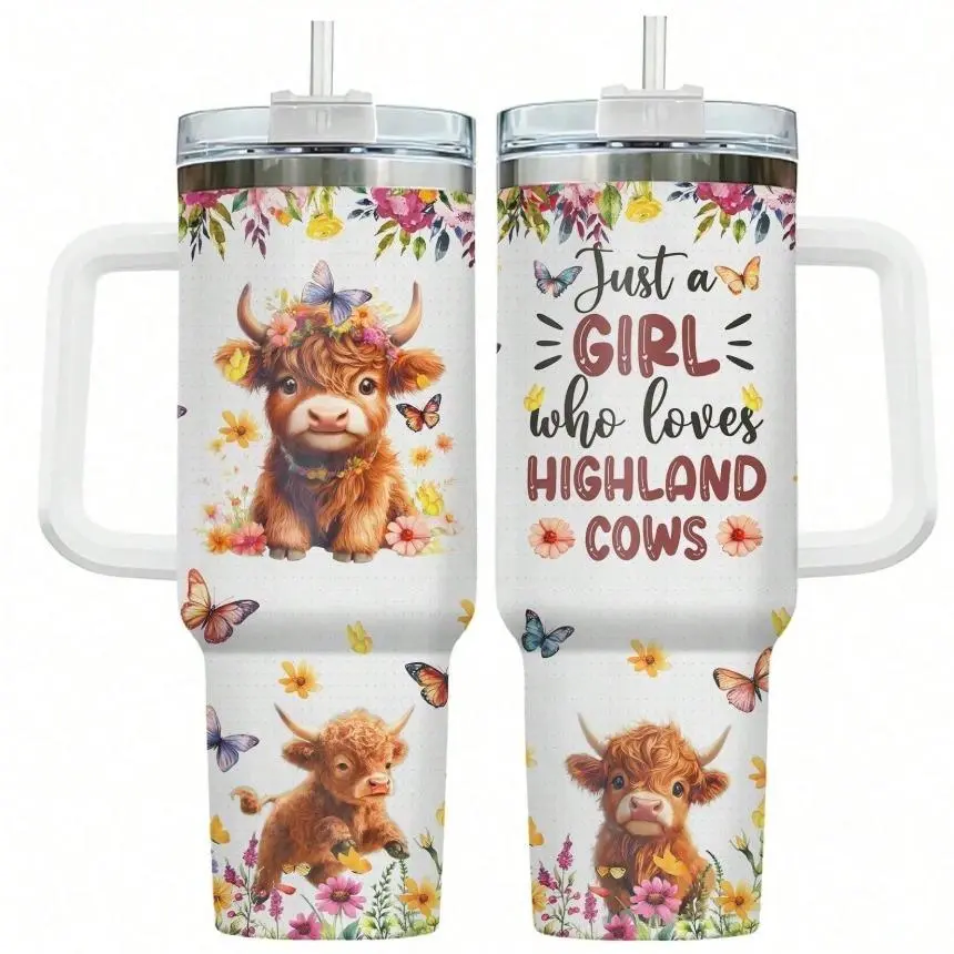 Highland Cow Mothers Day, Graduation Tumbler With Lid And Straw