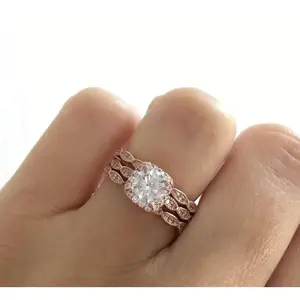 1/2 Carat Round Cut, 3-Piece Wedding Ring Set