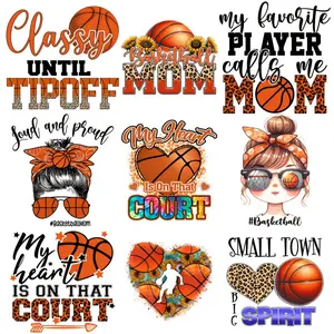 9 Pcs Basketball Theme DIY Heat Transfer Vinyl Patches for Clothes T Shirts Jeans Bags Hats Cool Sports Iron on Stickers Washable Custom Decals