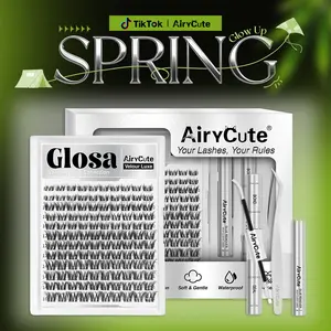 Glosa | AiryCute Velour Luxe Collection Upgrade U Lashes with Ultra-Dense, Waterproof, Long-Lasting Lashes | Vivi | Natural Daily | Beginner-Friendly DIY Lashes for a Flawless, Voluminous Look | Trendy & Must-Have Clusters
