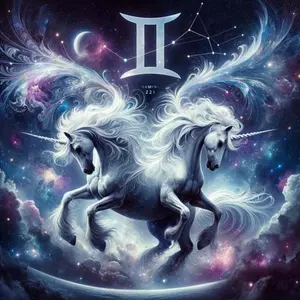 5D DIY Full Drill Round Diamond Painting Art Kit - Gemini, Unicorn, Starry Sky Mosaic, Canvas - DIY Decorative Painting, Home Wall Decor, Suitable for Halloween and Christmas, Birthday and Anniversary Gifts, Diamond Painting Kits Diy Diamond Arts