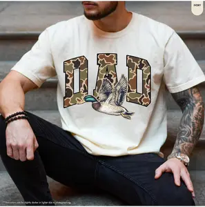 Camo Flying Mallard Duck Dad Shirt, Camo Hunting Dad Tee, Fathers Day Gift, Hunter Gift for Dad, Husband Tee