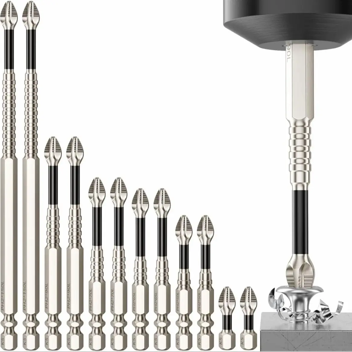 TOOLIX High Magnetic Screwdriver Bit Set - 9 Piece K5 Impact-Resistant Non-Slip Drill Bits - Non-Slip Electric Screwdriver Bit Set,Screwdriver Drill Bits, Professional Power Tool Accessories for Home & Office