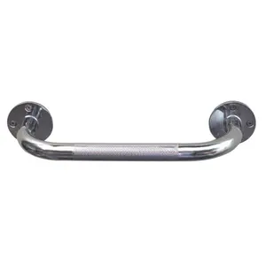 212 MAIN HealthSmart Steel Knurled Grab Bar, 12 in, Chrome Steel, Includes Mounts