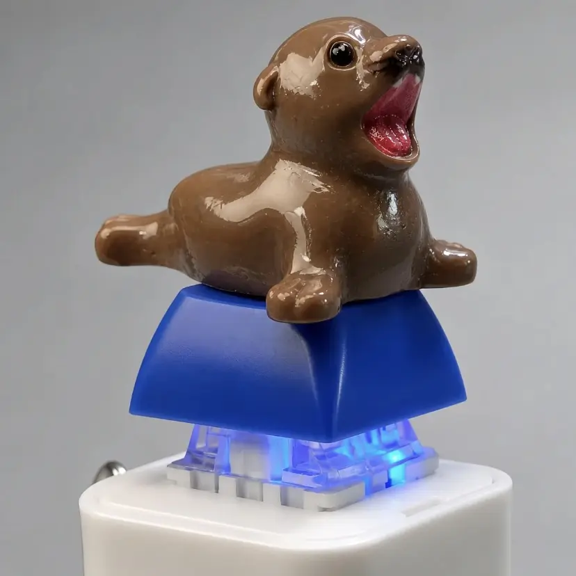Funny Sea Lion Light Up Fidget ClickerKeychain, Satisfying Press Button Toy, CuteAnimal Backpack Charm, Stress Relief DeskGadget, Novelty Quirky Gift
