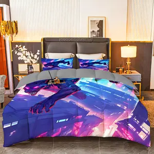 3pcs (1 comforter + 2 pillowcases) Futuristic Cyber - themed Bedding Set, All - Season Soft & Cozy, Hypoallergenic, Wrinkle & Fade Resistant, Easy - Care, Available in Queen/King/Full Size, with Stunning Neon - lit Panther Design for Bedroom, Guest R