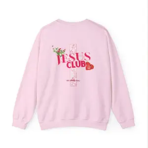 Pink Jesus Club Floral Cross | Unisex Sweatshirt With Strawberry Design