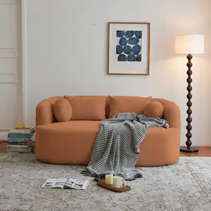 Sofa-in-a-Box, Memory Foam 2-Seater Couch, No Installation & Easy to Transport, Deep Seat Modern Sofa with chenille Fabric, Couch for Living Room, Bedroom, Apartment, Home Office,Orange