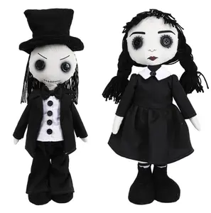 Creepy Rag Dolls, 2 Pack Boy & Girl Scary Toy Figures, Halloween Gothic Soft Doll Decoration for Desktop Shelf Home Party Props - 20IN Cotton Spooky