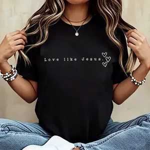 Summer Clothes Women's Love Like Jesus Shirt Christian Minimalist Shirt for Women Faith-Based Tees Christian Tops