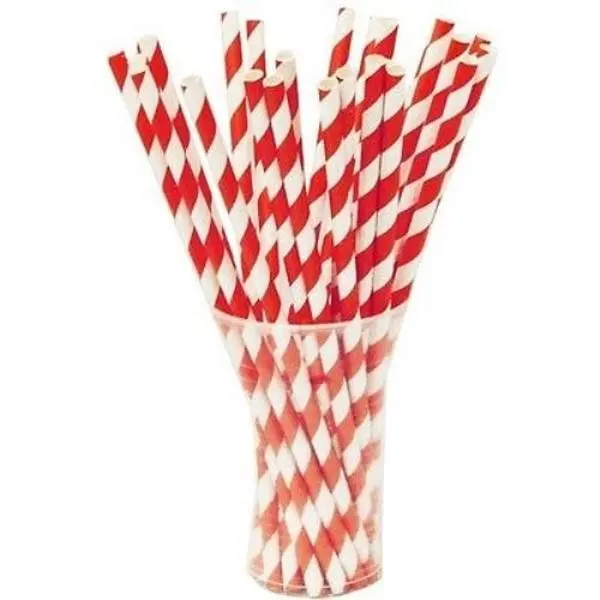 Red Striped Paper Straws | 7.75 in. | 25 Count