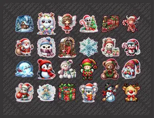 Christmas Cuties Sticker Pack – 24 or 48 Pack | Waterproof Holiday Vinyl Stickers