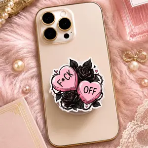 F*ck Off Heart MagSafe Phone Grip Pink Goth Coquette Aesthetic Magnetic Phone Holder, Edgy Humor Dark Feminine Goth Girl Gift, Kindle Holder