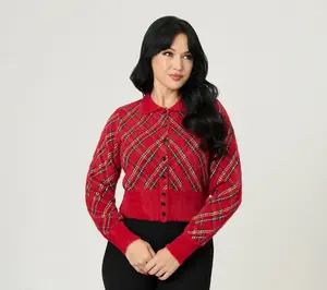 Unique Vintage Red Plaid Long Sleeve Cardigan