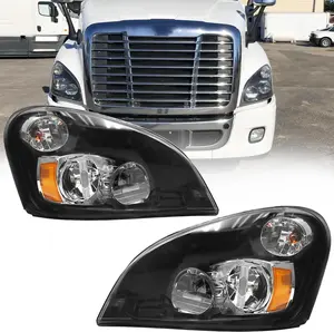 LED Headlights Assembly Compatible with 2008-2017 Freightliner Cascadia, Black Housing Driver side and passenger side Pair set
