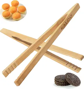 2 count  Toaster Tongs,  8 inch Wooden Cooking Tong, Multipurpose  Tongs for Fruits, Bread, Pices, cheese, Bacon, and Muffins