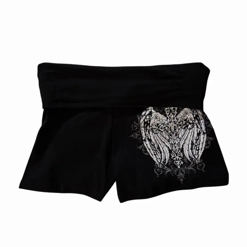 Angel wings foldover mini shorts