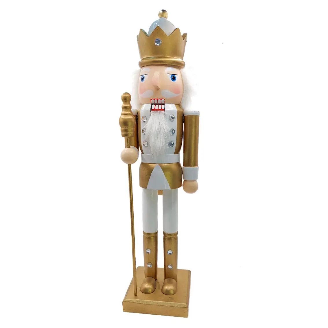White and Gold King Wooden Nutcracker F07M6-24B