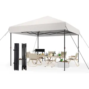 10X10FT Pop Up Canopy Tent,Commercial Street Vendors Party Tents, Instant Outdoor Sun Shade for Events, Parties, Camping- Commercial Gazebo with Roller Bag,8 Stakes & 4 Sandbags