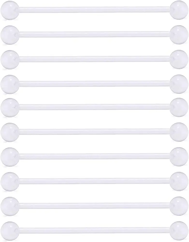 14G Clear Flexible Bioplast Industrial Barbell Cartilage Earring Pregnancy Sport Maternity Belly Navel Button Rings Body Piercing Jewelry Retainer 1 1/2Inch (38mm) bio flex
