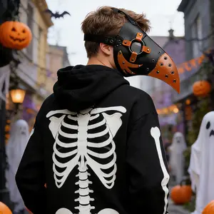 Steampunk Plague Doctor Mask, PU Leather Halloween Masquerade Beak Mask with Adjustable Straps and Vent Holes, Vintage Cosplay Party Costume Mask for Men