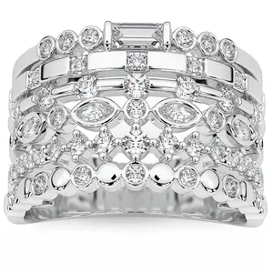 1Ct Stackable Diamond Ring Gold Lab Grown 12mm Wide 1Ct Stackable Diamond Ring Gold Lab Grown 12mm Wide