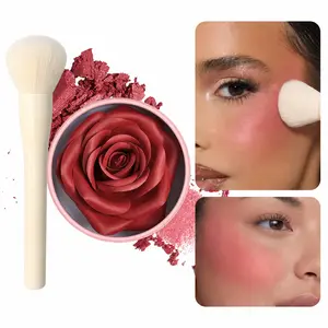 Veronni Rose Blush Set, 4 Color Petal Blush with Powder Brush, Natural Highlighter Shades, Perfect for Daily Makeup, Party, Office
