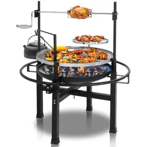 OutvitaPro 85*85*108cm Round Iron Spray Grill Black Summervibes