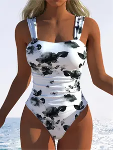 Women's Fashion One-Piece Swimsuit, Stylish Monokini Swimwear, Comfortable Beachwear, Patterned Swimsuit, Perfect for Pool Parties & Vacations