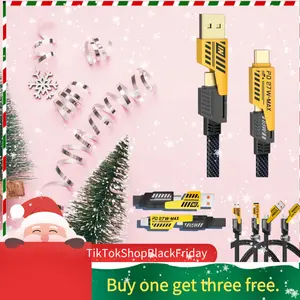 [Buy one, get three free] 4-in-1 USB-C Cable, PD 5A Fast Charging, Data Sync, USB-A, Type-C, Lightning, Aluminum, Compatible with iPhone 17/16/15, iPad, Samsung, Laptops