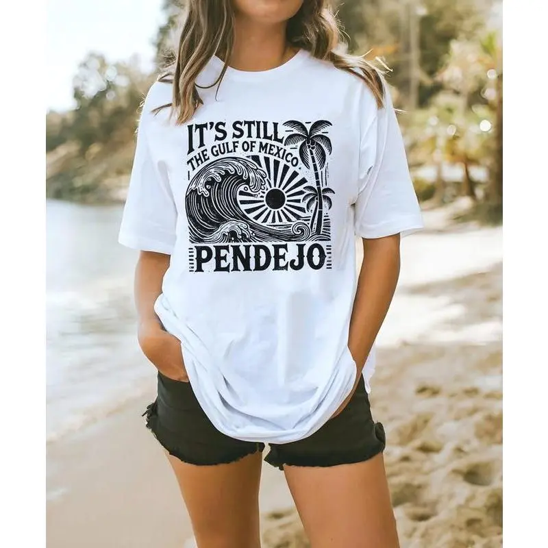 Women's Short-Sleeve Round Neck T-Shirt - Casual Streetwear Top, Funny Gulf Of Mexico Geography Statement, Bold Political Satire Gift, Affirmational Text Graphic Women's T-Shirt, Affirmational Text Graphic Women's T-Shirts