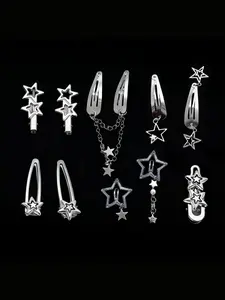 10PCS Cute Star Design Hair Clips Barrettes Hairpins As Gift, Y2k Hair Accessories for Women & Girls, Star Shaped Hair Clips, Casual Versatile Minimalist Hair Clips for Daily Wear, Perfect Gift Idea, Super Cute Clips