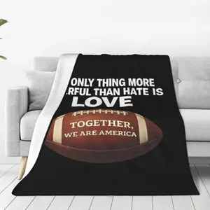 The Only Thing More Powerful Than Hate Is Love – Together We Are America Benito Halftime Throw Blanket Premium Fleece Lightweight Cozy Warm Blankets for Bedroom & Living Room Decoration 80x60 Inches