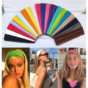 Hair Band Elastic Wide Headbands Solid ColorHeadscarfStyle Elastic Yoga Daily Wear ExerciseStraps HairAccessories for Women & Men YogaHeadbands CasualHeadwear Elastic Fabric