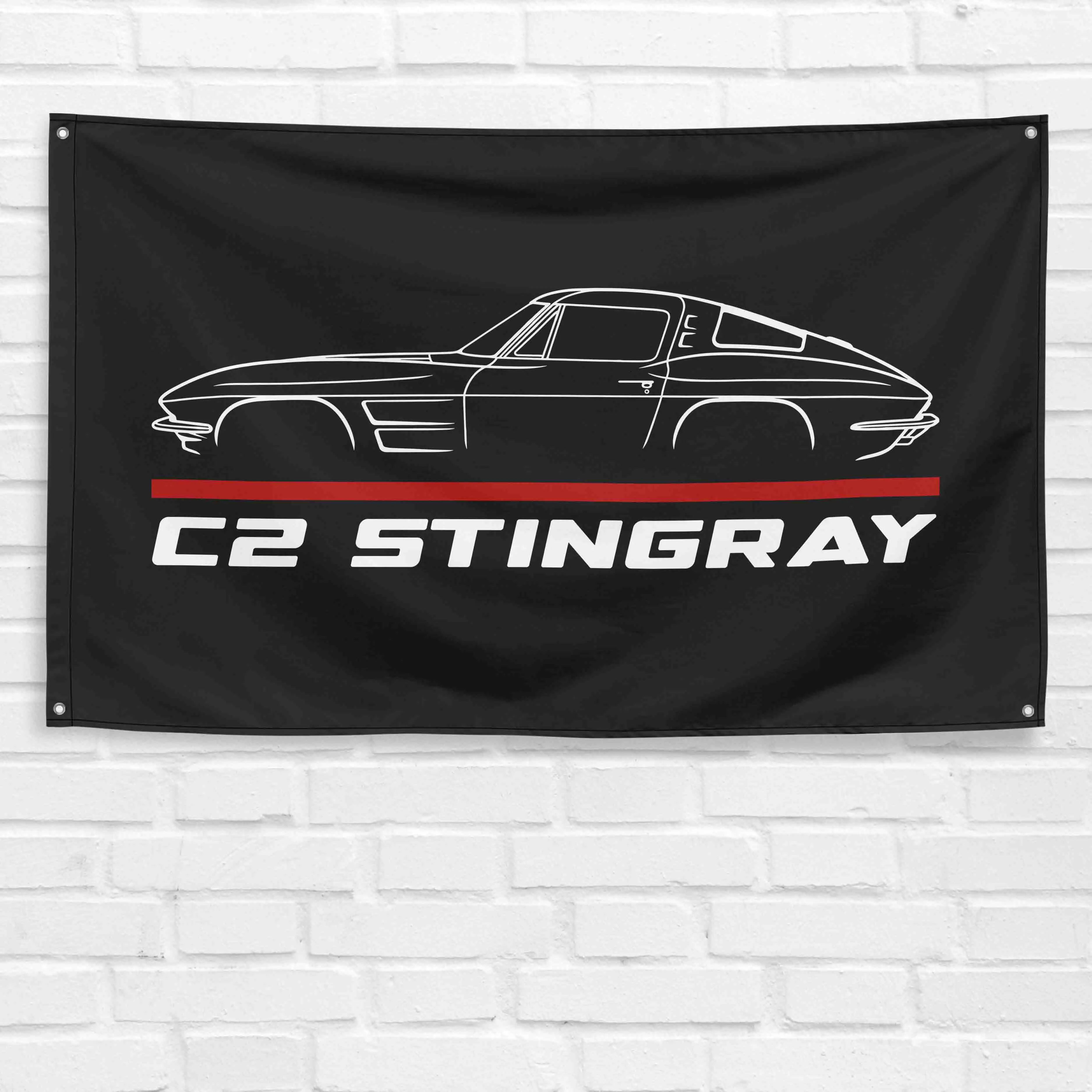 Corvette C2 Stingray 1963 3x5 ft Flag, Lightweight Hanging Decoration, Garage Wall & Room Decorations, Festive Birthday Gift Banner, Grommet Festive Backdrops & Banners, Hanging Decorations Festive Backdrops & Banners