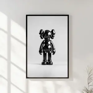 Sleek Black Kaws Poster, Minimalist Home Decor & Hypebeast Figure Wall Art, Gift for Boyfriend, Gift for Him, No Frame