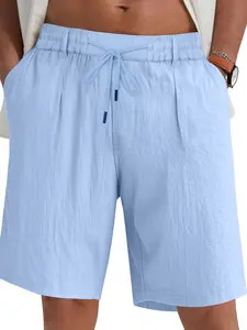 Men's Wrinkle-Resistant Casual Shorts, Elastic Waist Tie String, Daily Wear, Comfortable and Stylish, Perfect for Everyday Use