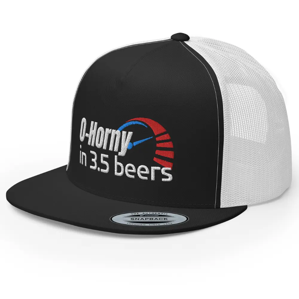 RIVEMUG 0 to Horny in 3.5 Beers Trucker Hat Flat Bill High Crown Adjustable Funny Adult Humor Cap