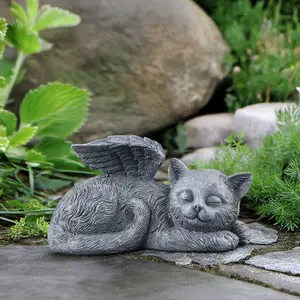 Resin Statue Pet Tombstone Animal Ornament Memorial Stone Garden Craft Angel Cat Dog Pet Memorial Decoration