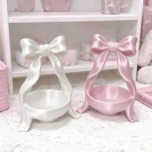 Elegant Bow Jewelry Tray, 3D Printed Durable Display Stand, Perfect for Necklaces Earrings Rings Bracelets, Small Decorative Organizer Box