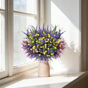 10 Bundles Mixed Artificial Flowers for Outdoors Fake Silk Flowers Faux Plants UV Resistant Spring Summer Decoration for Garden Porch Yard Home Outdoor Decor
