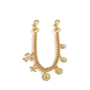 Bag Purse Charm for Handbag - Gold Starfish Shell Turtle Alloy Pendant Keychain - Bag Extension Chain for Women