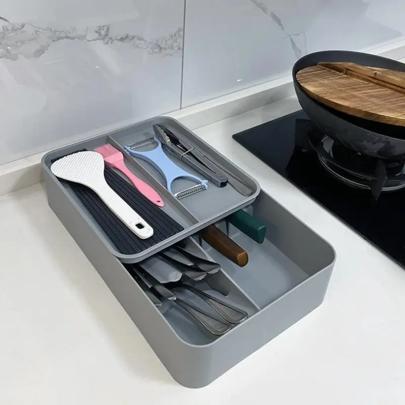 Kitchen Drawer Organizer, 1 Count Removable Cutlery Tray, Kitchen Utensil Storage Tray, Kitchen Storage Organizer, Kitchen Accessories, Boxes