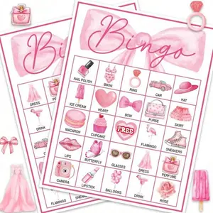 Pink Bow Themed Bingo Game Cards, Girly Pink Watercolor Bingo Cards, Fun Interactive Party Icebreaker Activity, Ideal for Girls Night, Bridal Shower, Bachelorette Party, Birthday & Girls Themed Celebrations