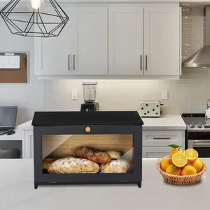 HOMEKOKO Single Layer Wooden Bread Box for Kitchen Counter, Large Capacity Bread Container for Kitchen Countertop, Bamboo Utensils Bread Storage Bin