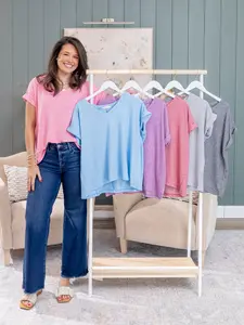 Zenana Soft Melange V Neck T-Shirt | S-3XL *Final Sale*