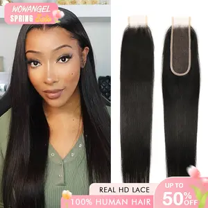 WOWANGEL 2x6 Deep Parting HD Lace Closure Only Melt Skin Straight Hair Closure Pre Plucked For Woman Wigs Spring Sale