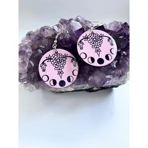 Purple Uterus Moon Phase Earrings