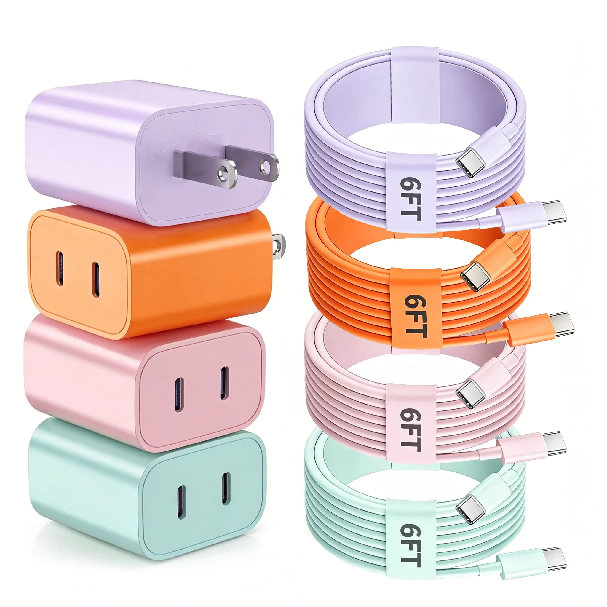 45W Dual USB-C Super Fast Charging Smartphone Charger - Includes 6ft USB-C Cord, Compatible with iPhone 17ProMax/17Pro/17/16Air/16Pro/16/15Plus/15ProMax, Samsung S20-S26+/Ultra 16 Mobile Phone Accessory