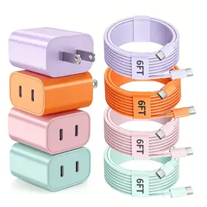 45W Super Fast Charging Dual USB-C Charger, includes a 6-foot USB-C charging cable, foriPhone 17/17 Pro/17 Pro Max/17 Air/16/16 Pro/16 Pro Max/16 Plus/15 and 15 Pro Max, Compatible for Samsung Ultra 16/S26+/S25+/S25/S24/S23/S23+/S22/S22+/S21 Ultra/S20